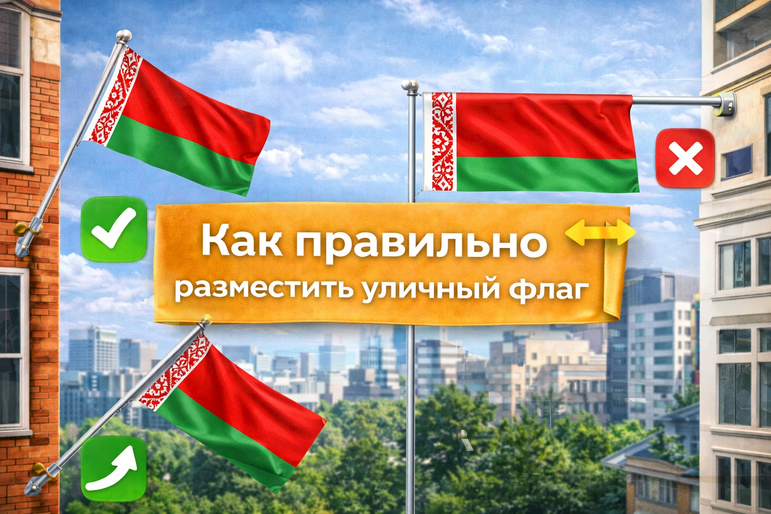 Как правильно разместить уличный флаг